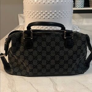 Gucci Black and Gray GG Canvas Top Handle Satchel